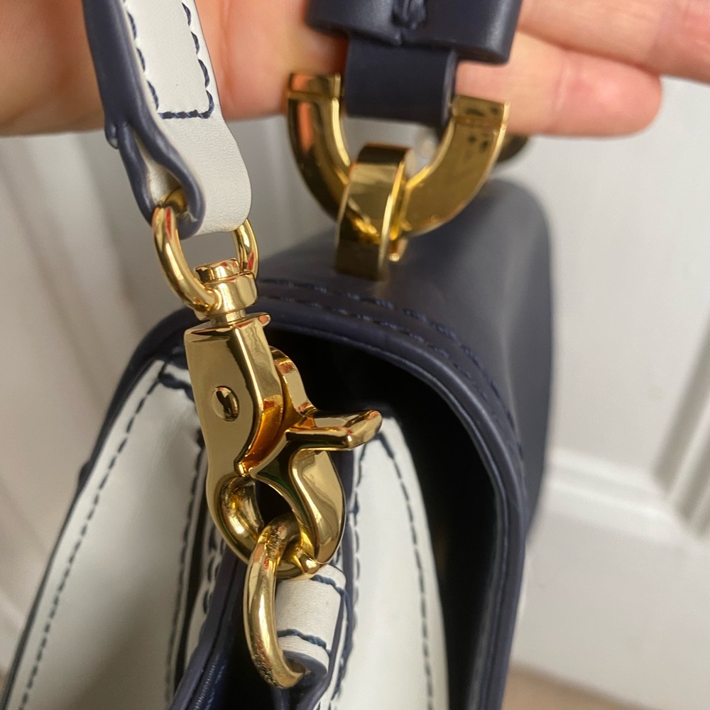 Zac Posen Eartha Iconic Top Handle Navy/White - Picture 10 of 15